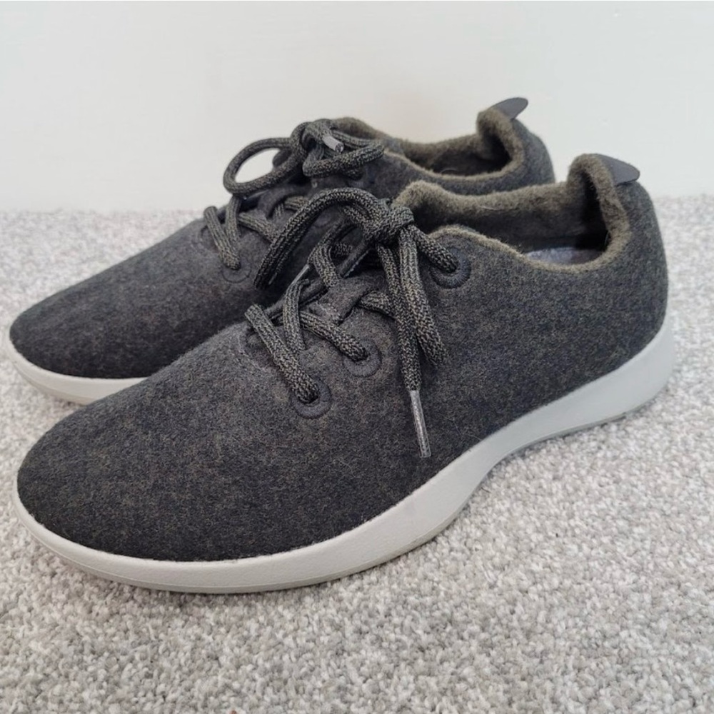 Allbirds Women’s the wool runner lace up grey gray tan tennis shoe sneakers 8 - Picture 3 of 11